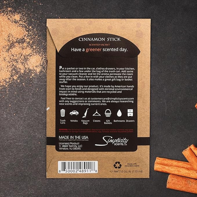 Simplicity Scents Cinnamon Stick Scented Sachets Pack of 6, Fall & Winter - Image 6
