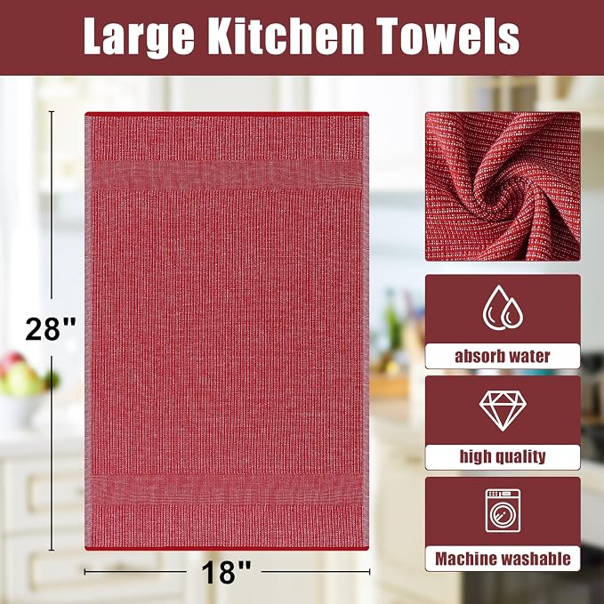 Homaxy Premium Kitchen Towels, Large Cotton Kitchen Hand Towels, Flat and Terry - Image 9