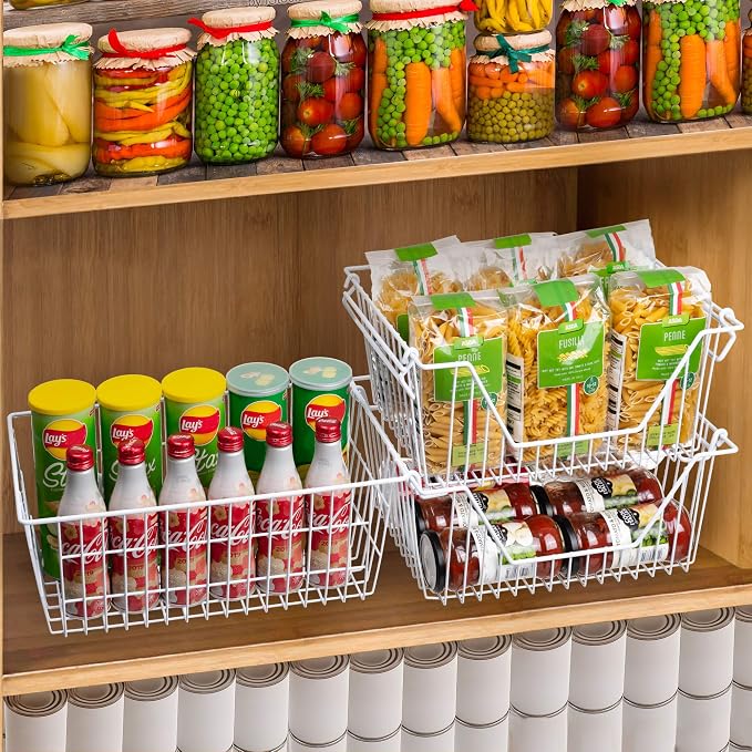 SANNO Wire Metal Baskets Freezer Baskets Farmhouse Organizer Storage Bins Large - Image 5