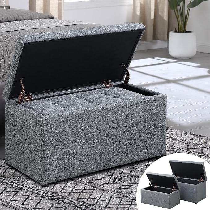 Storage Ottoman Bench with 2.56-inch Thick Seat, 31.5 inch Nesting Ottoman Set by TASSULLO