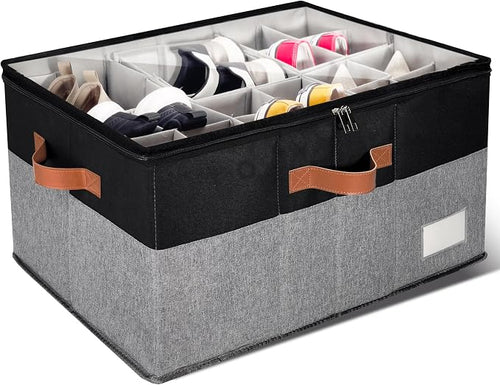 1 Pack Shoe Organizer for Closet, Adjustable Shoe Box Storage Containers by JHHBHV