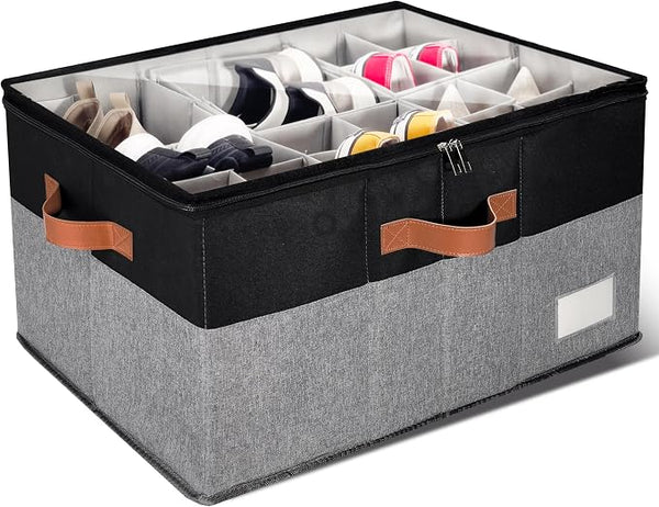 1 Pack Shoe Organizer for Closet, Adjustable Shoe Box Storage Containers by JHHBHV
