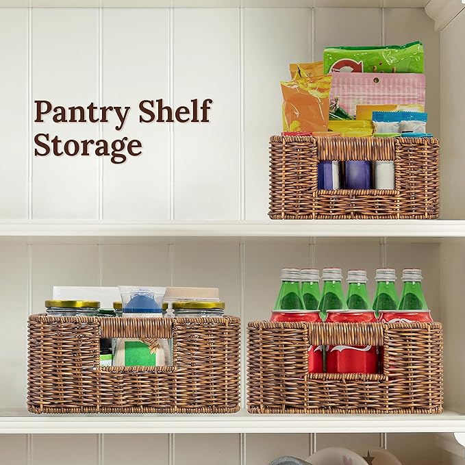 Baskets for Organizing, Undershelf Wicker Storage, Hand Woven Organizer for - Image 4