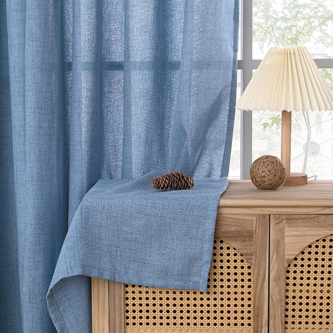 YoungsTex Denim Blue Linen Curtains 48 Inch Length - Image 8
