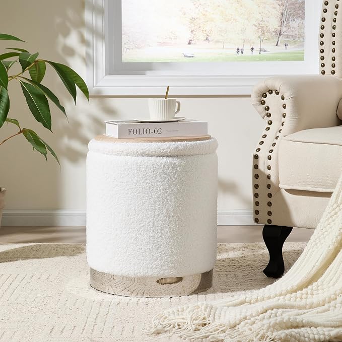 Royal Windsor Boucle Round Ottoman - Image 3