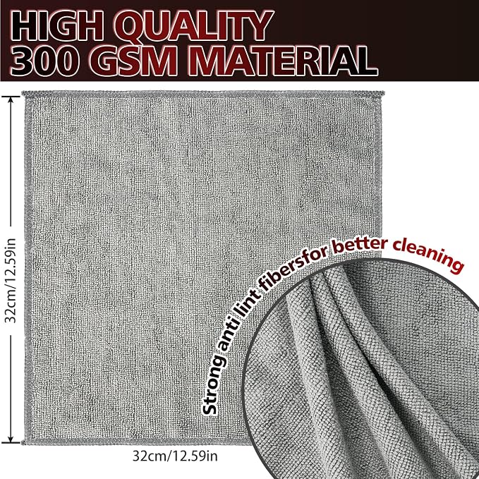 Microfiber Cleaning Cloth 12 Pack, 12.6 x 12.6 inch Microfiber Towels - Image 3
