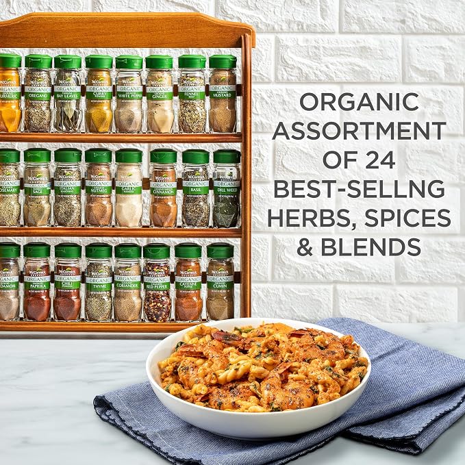 McCormick Gourmet Three Tier Wood 24 Piece Organic Spice Rack Organizer - Image 14