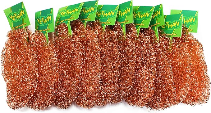 Copper Scouring Pad, Scrubbing Scour Pads 10 Pcs/Pack, Pure Copper, 13g / Pc by YETHAN