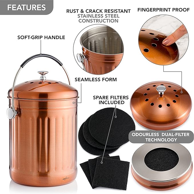 RED FACTOR Premium Compost Bin for Kitchen Countertop - Image 5