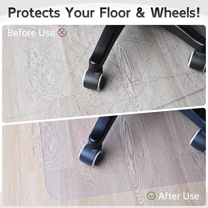 Office Chair Mat for Hardwood Floor, 48” x 40” Crystal Clear Hard Floor Chair - Image 2