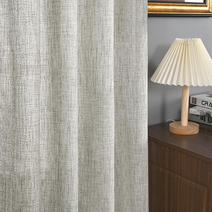 YoungsTex Dark Grey Linen Semi Sheer Curtains 2 Panels - Image 6