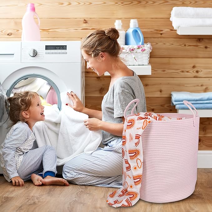 Cotton Rope Laundry Basket Hamper - Image 4