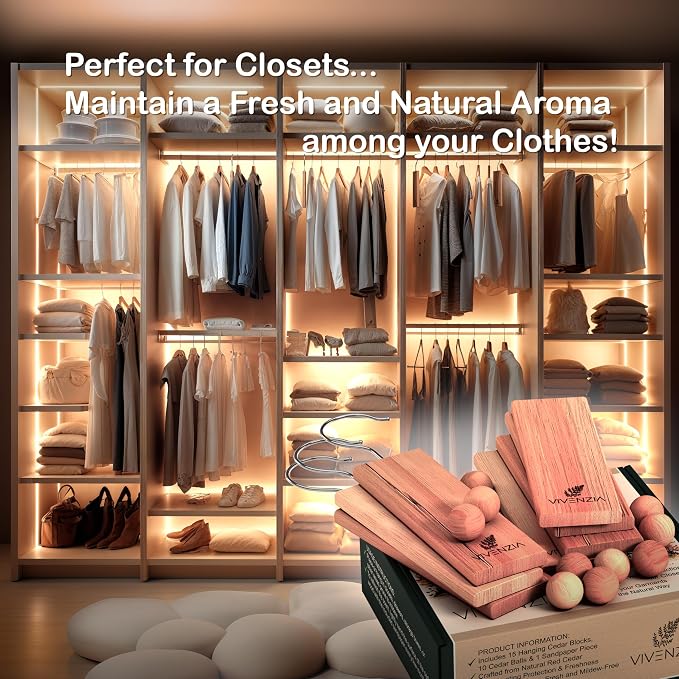 Cedar Blocks for Clothes Storage -25 pcs- Hanging Cedar Planks, Natural Closet - Image 5