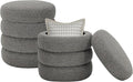 Round Ottoman with Storage Boucle Ottoman Stool Removable Lid by Krcix