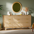 Fluted Dresser with 9 Drawers, Wooden Dresser TV Stand, Wood Closet Clothes by Xixini