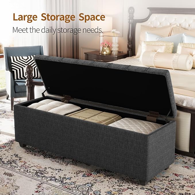 Ottoman with Storage 38 inches, Furniture End of Bed Storage Benches, Long - Image 4