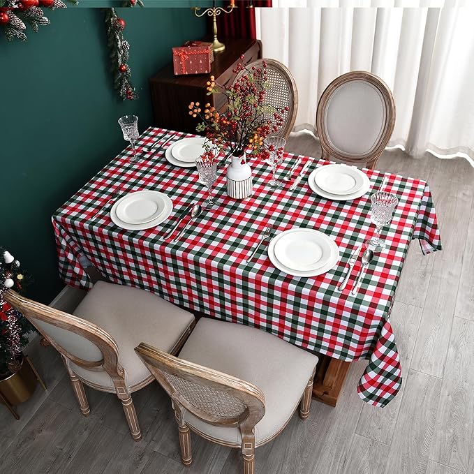 Classic Gingham Buffalo Xmas Tablecloth Fabric - Image 4