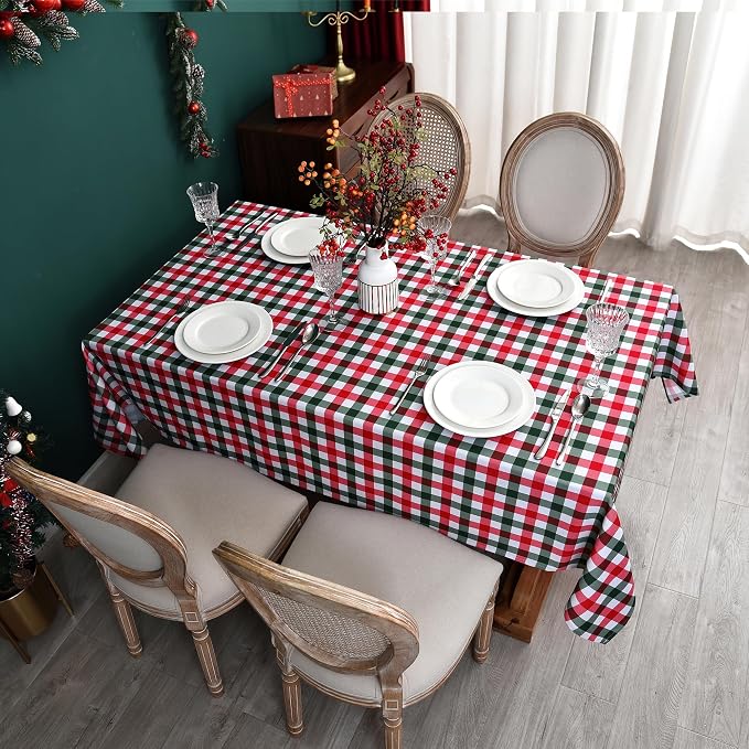 Waterproof Christmas Plaid Tablecloth Fabric - Image 4