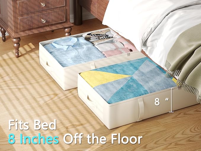 2-Pack Under Bed Storage Containers, 8 Inches Tall Underbed Clothes Storage - Image 5