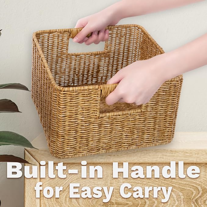 myHomeBody Wicker Storage Basket, Storage Cubes, Woven Baskets - Image 4