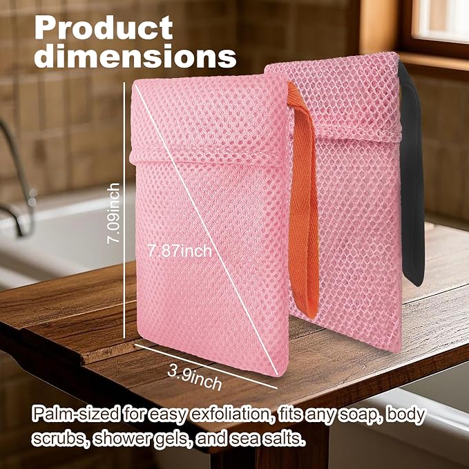 2 Pack Soap Bag Different Roughness Deep and Gentle, Bar Soap Pouch Saver Pocket - Image 2