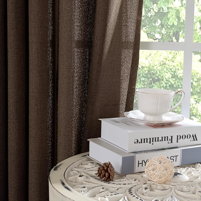 YoungsTex Brown Linen Curtains 40 Inch Length - Image 7