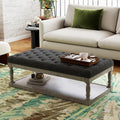 48" Large Ottoman with Storage Coffee Table, Upholstered Tufted Linen Ottoman by Unknown