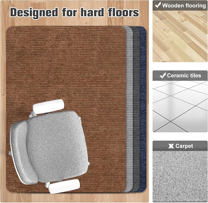 Placoot Desk Chair Mat for Hardwood Floor Corduroy Surface 1/6" Thick 55"x35" - Image 4