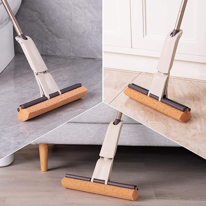Eyliden Sponge Mop with 1 Extra Reusable Absorbent Sponge Refills, Easy Squeeze - Image 3
