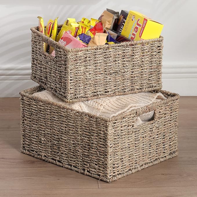HOONEX Large Wicker Baskets for Storage, Seagrass Baskets - Image 5