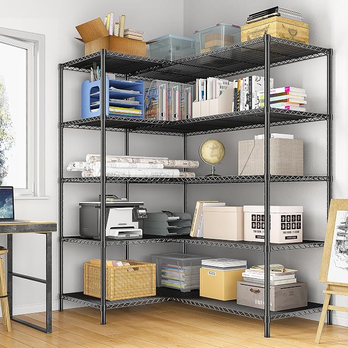 52.36" W Storage Shelves Metal Shelving Unit Load 1400LBS 5 Tier Wire Rack - Image 7