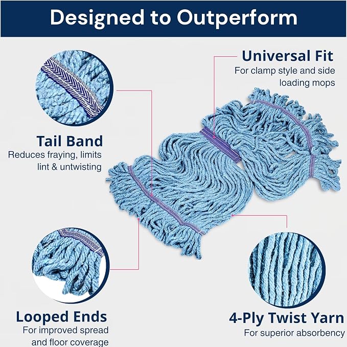 3 Packs Commercial Mop Head Replacement, Mop Heads Replacements – Heavy Duty - Image 4