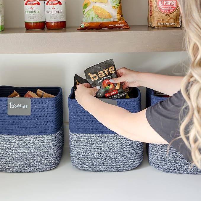 NaturalCozy Storage Cubes 11 Inch Cotton Rope Woven Baskets - Image 4