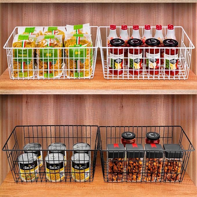 SANNO Freezer Baskets Wire Storage Baskets Closet Baskets Bin Farmhouse - Image 3