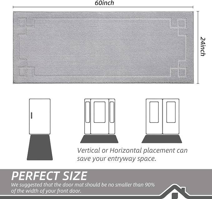 BEQHAUSE Door Mat 24" x 60", Non-Slip Door Mats Indoor Entryway Rugs Washable - Image 2