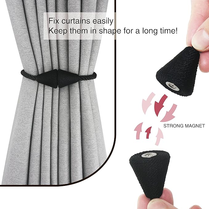 4 Pack Magnetic Curtain Tiebacks Rope Modern Handmade Curtain Tie Backs - Image 2