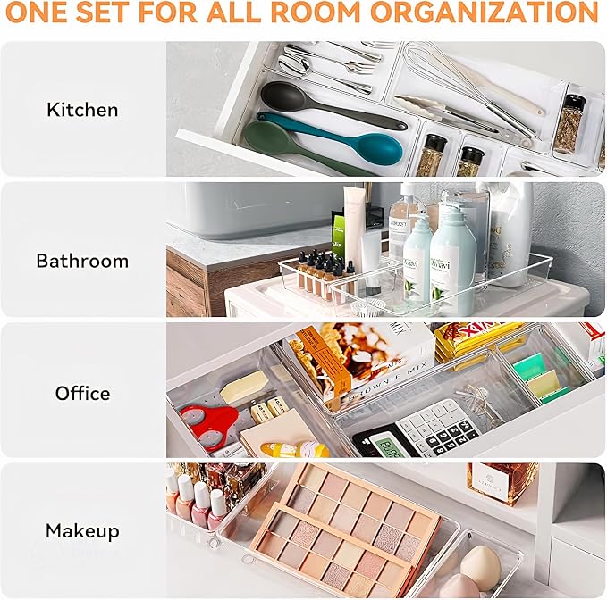 12-Pack Clear Plastic Drawer Organizer Trays – Multi-Use Acrylic Storage Bins - Image 6