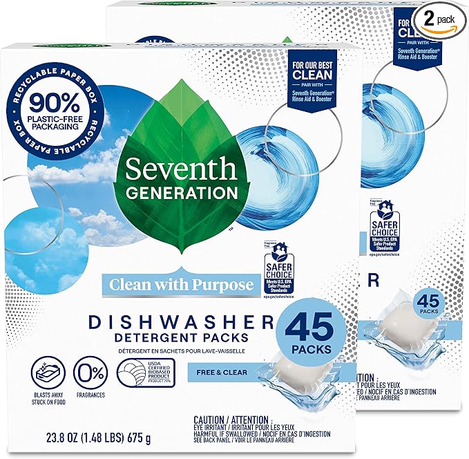 Seventh Generation Dishwasher Detergent Packs Free & Clear Pack of 2 by SeventhGeneration