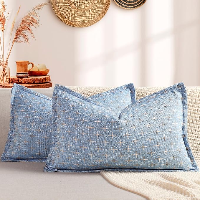 ZWJD 12x20 Pillow Covers Set of 2 Soft Polyester Textured Pillow Covers by ZWJD