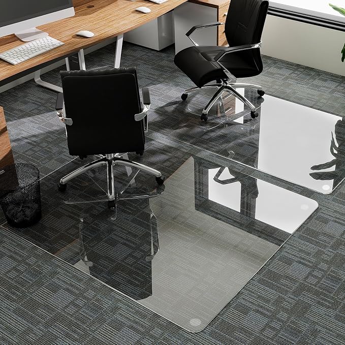 GLSLAND 54"x32" Tempered Glass Chair Mat Heavy-Duty Floor Protector - Image 4