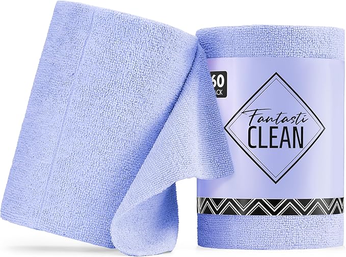 Fantasticlean Microfiber Cleaning Cloth Roll -60 Pack, Tear Away Paperless by Fantasticlean