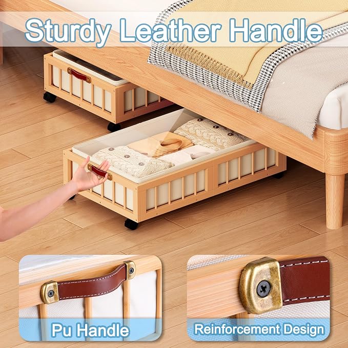 efluky 2-Pack Bamboo Under Bed Storage Containers - Image 4