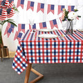 4th of July Checkered Tablecloth Fabric by Essifunia
