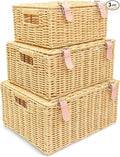 Wicker Storage Baskets with Lids – Set of 3 by Unknown