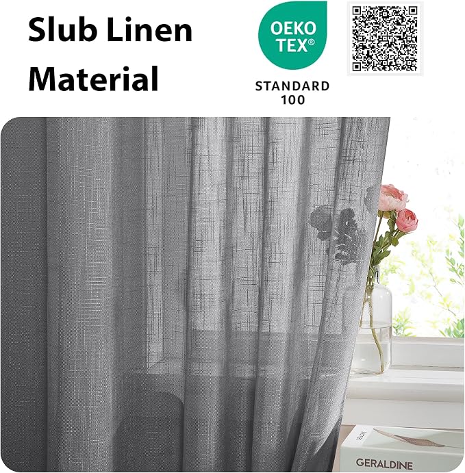 NICETOWN Linen French Door Curtains Privacy Light Reducing Window Coverings - Image 2
