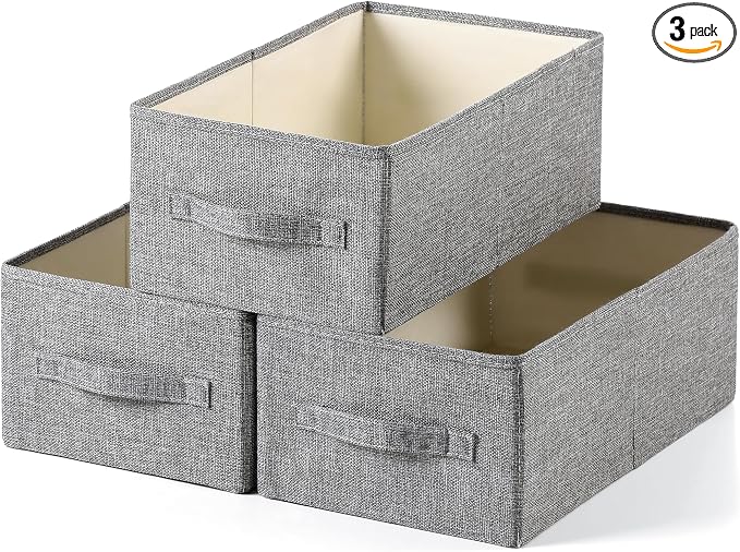 Linen Folding Storage Bins, 3 Pack Large Storage Baskets, Clothing Storage Bins by Unknown