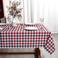 Gingham Xmas Tablecloth Fabric by Essifunia