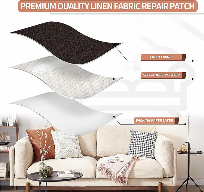 Fine Linen Repair Patches, Self-Adhesive Linen Fabric Patches, 12X40 inch Extra - Image 3