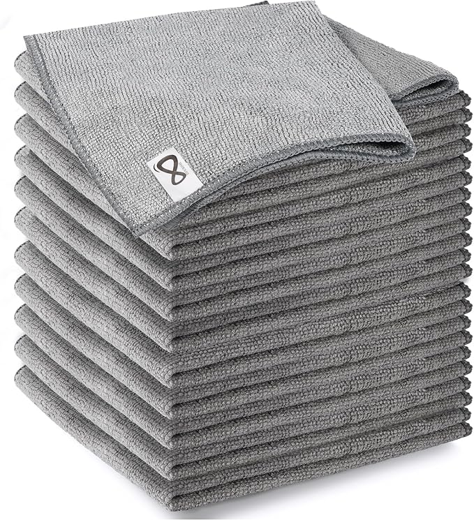 Microfiber Cleaning Cloth 12 Pack, 12.6 x 12.6 inch Microfiber Towels by INFICRIME
