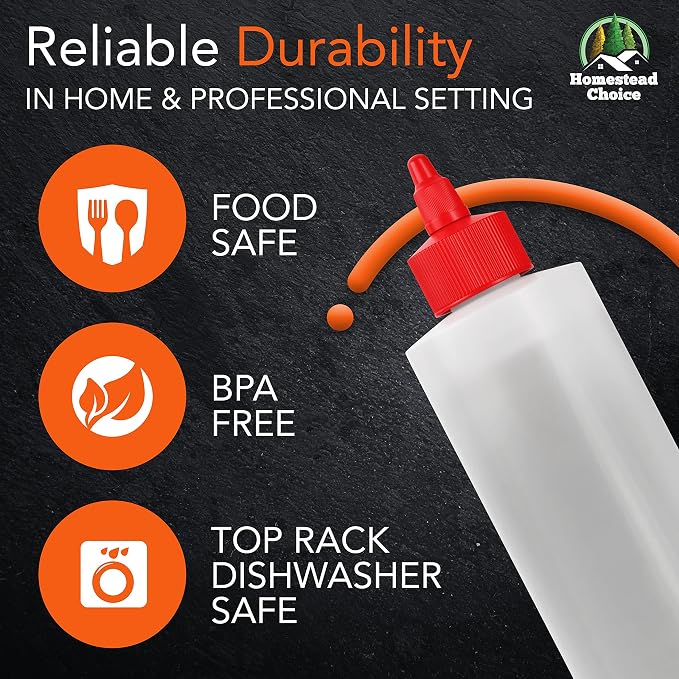6-pack Plastic Squeeze Bottles for Sauces - 16oz Condiment Squeeze Bottles for - Image 3